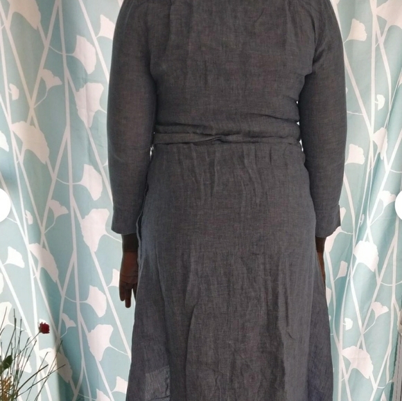 PURE LINEN 2pocket Button Front Belted HighLow Dress S - Picture 2 of 5